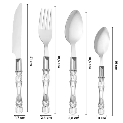 Faqueiro Cristal em Inox 24 Pçs FAQR-008 Hauskraft-9453d3b9-65d7-4e0f-b888-e4b335d0fed5