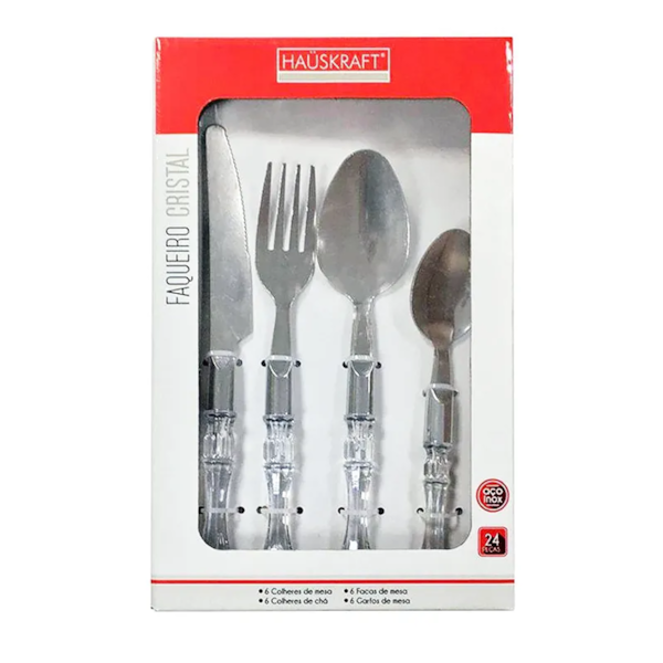 Faqueiro Cristal em Inox 24 Pçs FAQR-008 Hauskraft-d839681d-cca0-4861-9782-bdfbbd8bb5f2