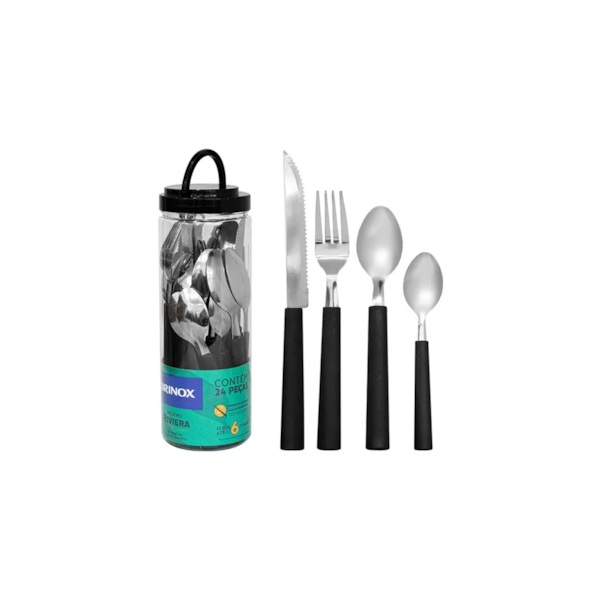 Faqueiro Inox 24 peças Preto Riviera- 6025/712 Brinox -2b0c39e3-5bdf-4477-8042-6425aa32cf71