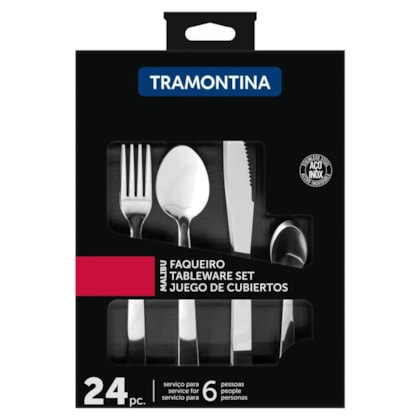 Faqueiro Malibu em Aço Inox Liso 24 Peças 23798/046 Tramontina-18521992-4c32-438d-b979-5529e3ac643b