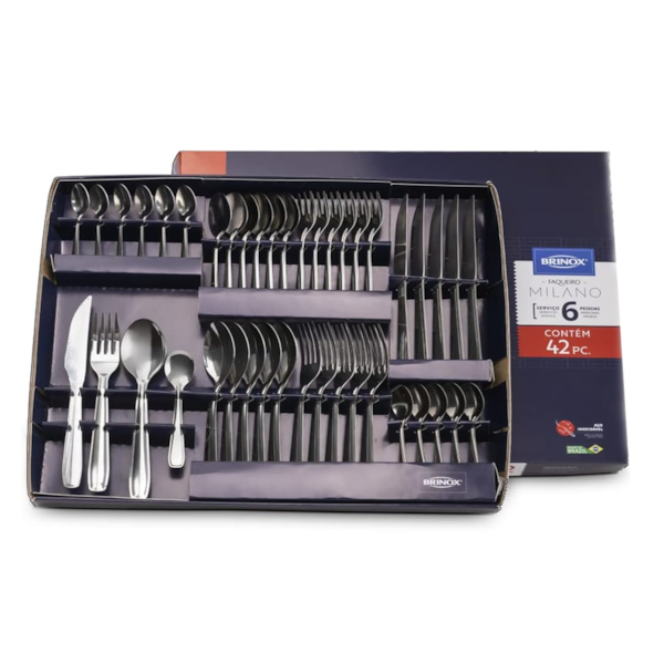 Faqueiro Milano Inox com 42 Pçs 5123/118 Brinox-3fd1b9e0-e441-45ee-be73-745df3fbe93d