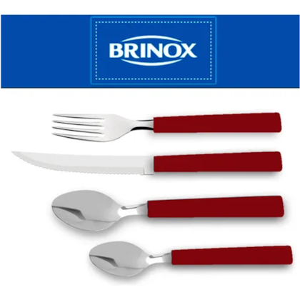 Faqueiro Riviera Aço Inox Vermelho 24 Pcs - 6025/752 Brinox 