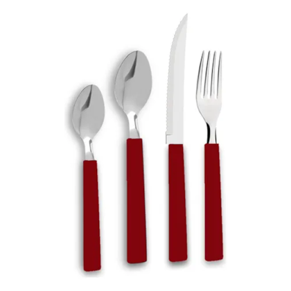 Faqueiro Riviera Aço Inox Vermelho 24 Pcs - 6025/752 Brinox -b8714055-6237-43bc-97e3-980ea2a5942b
