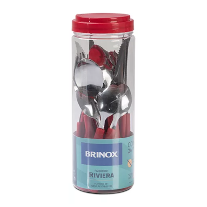 Faqueiro Riviera Aço Inox Vermelho 24 Pcs - 6025/752 Brinox -9a0086f0-5545-48da-b86a-e3ca7478c7ed