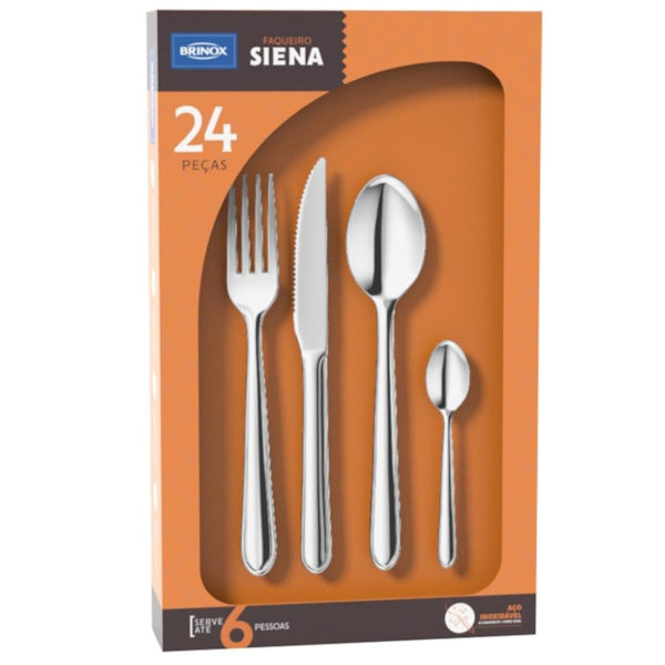 Faqueiro Siena 24 Peças Aço Inoxidável - 5109/142 Brinox -218ad69e-b891-44ba-b215-271b3859390b