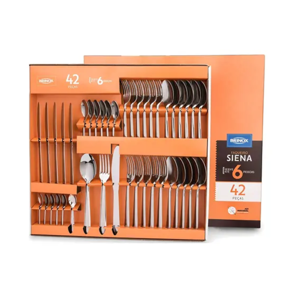 Faqueiro Siena 42 Peças Aço Inoxidável - 5109/120 Brinox -5e140106-badd-4500-9f91-659925e8f70d