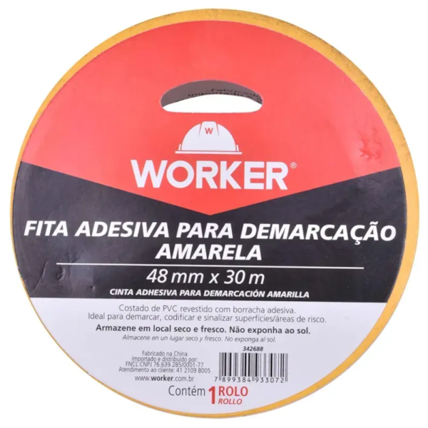 Fita Demarcação Amarela 48mm x 30m - 342688 Worker -d4fc055f-9feb-4f84-b46f-98e6bd4df751