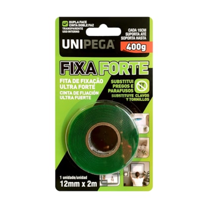 Fita Dupla Face 12mm 2m Fixa Forte EXP0535.0004 Unipega