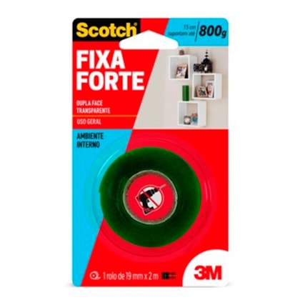 Fita Dupla Face 19MM X 2M Fixa Forte Transparente 3M