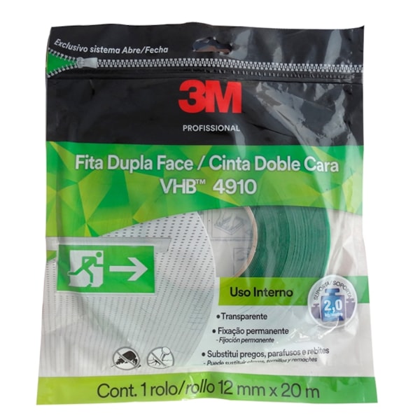 Fita Dupla Face VHB 12MMx20M Para Superfície Lisa 3M-b2b11a43-227e-4a7c-8013-444b8ac137c0