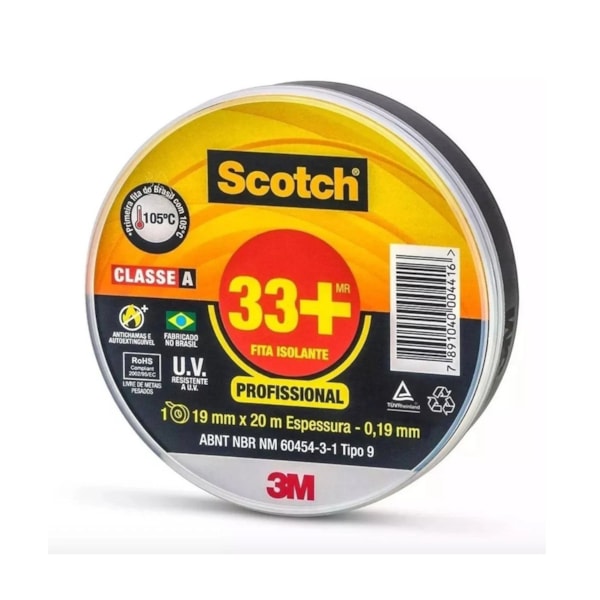 Fita Isolante 19MMx20M Profissional Scotch 33+ 3M-206364b8-f89f-4ecd-8865-badd21d7df2b