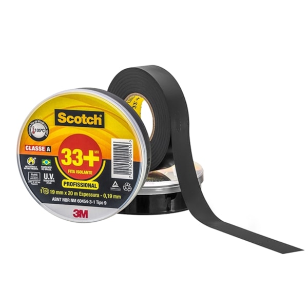 Fita Isolante 19MMx20M Profissional Scotch 33+ 3M-235da2d8-852c-457d-af76-7de7b8527ac5