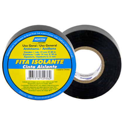 Fita Isolante Classic Para Fios e Cabos 19mmX20m 78072729969 Norton