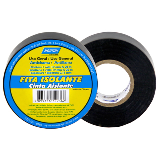 Fita Isolante Classic Para Fios e Cabos 19mmX20m 78072729969 Norton-6181d551-9a78-403e-8b16-9042de494c0c