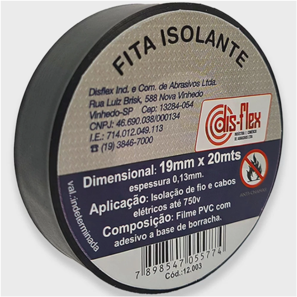 Fita Isolante PVC Anti-Chama 20m 12.003 Disflex-157bfefd-f637-4517-9e1a-cad0d350c431
