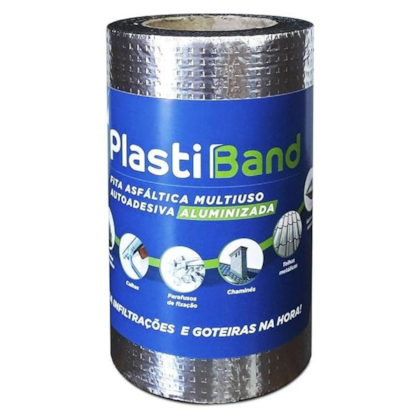 Fita Manta Asfáltica Aluminizada Autoadesiva Multiuso 10m X 20cm  PlastBand 019 DPlastic-63a63437-a10a-47db-838a-472566da8d5f