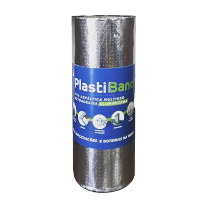 Fita Manta Asfáltica Aluminizada Autoadesiva Multiuso 10m X 30cm PlastBand 021 DPlastic-fca68a1e-b5dd-4dfa-a79f-f42686dd889e
