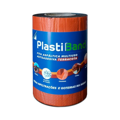 Fita Manta Asfáltica TerraCota Autoadesiva Multiuso 10m X 20cm PlastBand 003 DPlastic