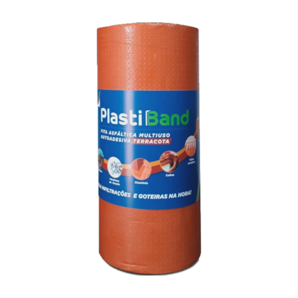 Fita Manta Asfáltica TerraCota Autoadesiva Multiuso 10m X 30cm PlastBand 004 DPlastic 