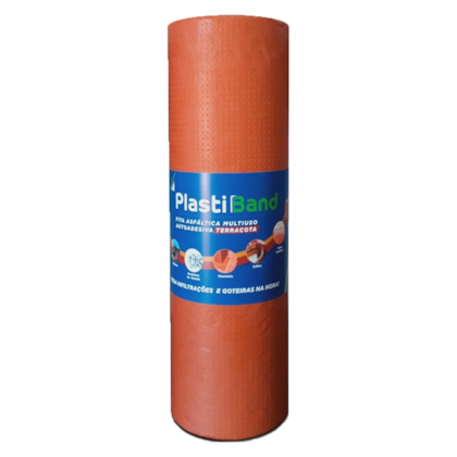 Fita Manta Asfáltica TerraCota Autoadesiva Multiuso 10m X 45cm PlastBand 005 DPlastic