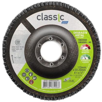 FLAP DISC 115X22 GR40 CLASSIC CAMADA UNICA