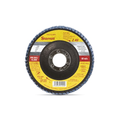 FLAP DISC 115X22 GR40 EM FIBRA/CONICO