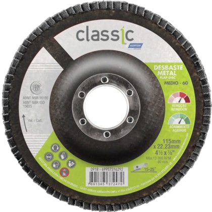 FLAP DISC 115X22 GR80 CLASSIC CAMADA UNICA