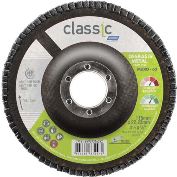 FLAP DISC 115X22 GR80 CLASSIC CAMADA UNICA-68104582-dfc9-44da-96ae-9528c3a181c8