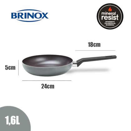 Frigideira  Cerâmic Life Preserve Alumínio 24cm 1,6L Cinza 7238/355 Brinox-a459a30f-fc41-411c-8e0d-52850d561ec7