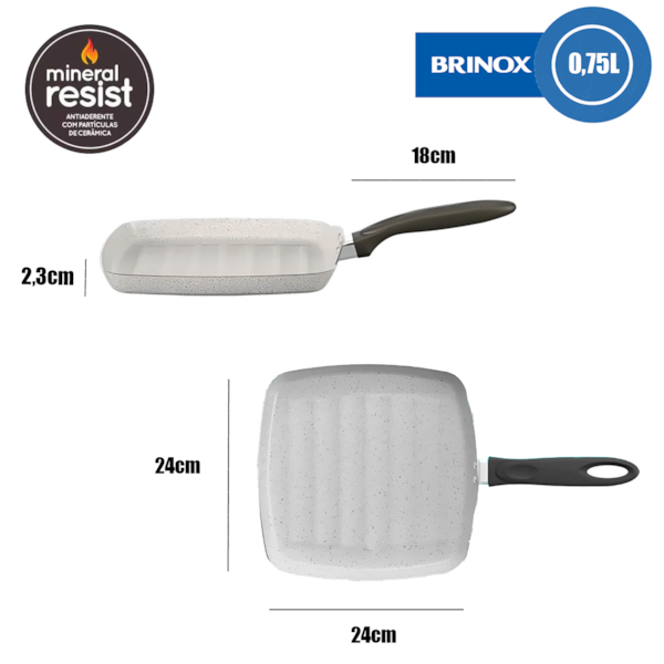 Frigideira Grill Cerâmic Life Suprema Antiaderente 24cm 750ml Vanilla 7244/358 Brinox-8a184440-cdc5-4912-bc9c-1d437cae9ee6