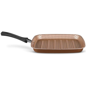 Frigideira Grill Flora Super Flon em Alumínio 24,5cm 1,1L Chocolate 8713 MTA