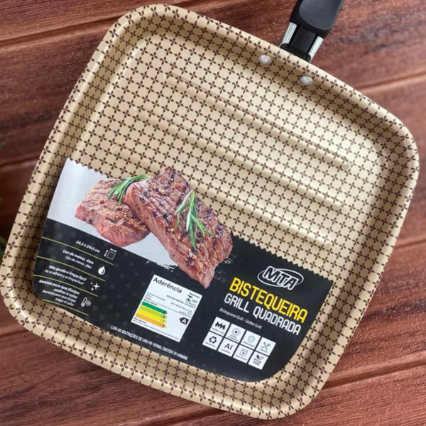 Frigideira Grill Flora Super Flon em Alumínio 24,5cm 1,1L Chocolate 8713 MTA-29abca2f-4ad0-4616-a24e-c9b519df5ef0