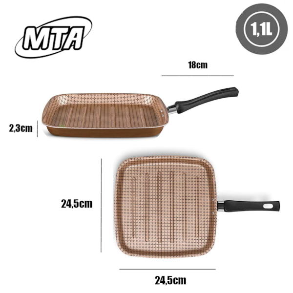 Frigideira Grill Flora Super Flon em Alumínio 24,5cm 1,1L Chocolate 8713 MTA-7ac19440-e343-428a-a52b-d5b92be23def