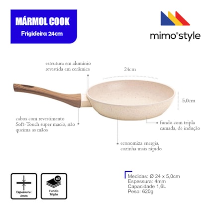 Frigideira Style Cook Cerâmica Alumínio com Indução 24cm 1,6L Mármol 8142 Mimo Style-d52c4ef2-b395-4edc-b750-c7a2621c3602