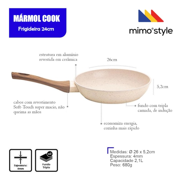 Frigideira Style Cook Cerâmica Alumínio com Indução 26cm 2,1L Mármol 8751 Mimo Style-920ce701-39e9-4e59-992f-b6d47ef91f8e