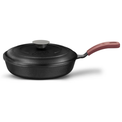 Frigideira TVT Em Ferro Fundido Para Forno/Fogão 24cm 1,9L Com Tampa 8417 MTA