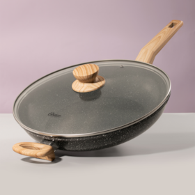 Frigideira Wok Cerâmic Marble Alumínio com Revestimento Antiader. 28cm Dark Grey 138308.02 Oster