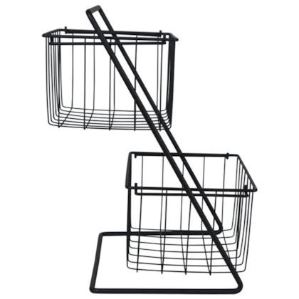 Fruteira de Bancada Viena Preto Em Aço Esmaltado 2 Níveis 992507 Bel Fix -82791811-b254-4c10-9eaa-271a84d22ad8
