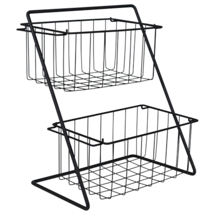 Fruteira de Bancada Viena Preto Em Aço Esmaltado 2 Níveis 992507 Bel Fix -199c68df-b359-4945-8dce-6c3745a18539