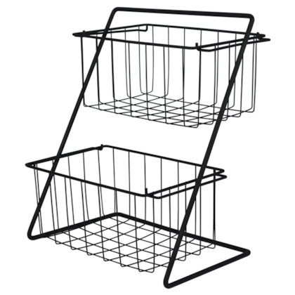 Fruteira de Bancada Viena Preto Em Aço Esmaltado 2 Níveis 992507 Bel Fix -30566756-2d00-4de7-911c-2757c8d58b07