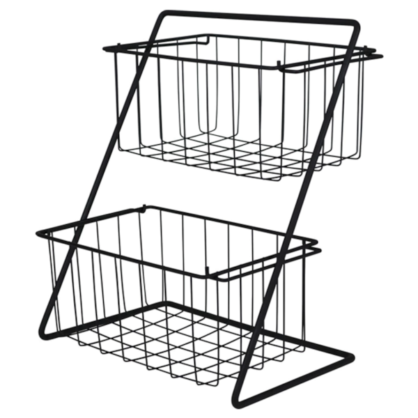 Fruteira de Bancada Viena Preto Em Aço Esmaltado 2 Níveis 992507 Bel Fix -9f510ae8-013c-40aa-a3d3-d8087eface6b