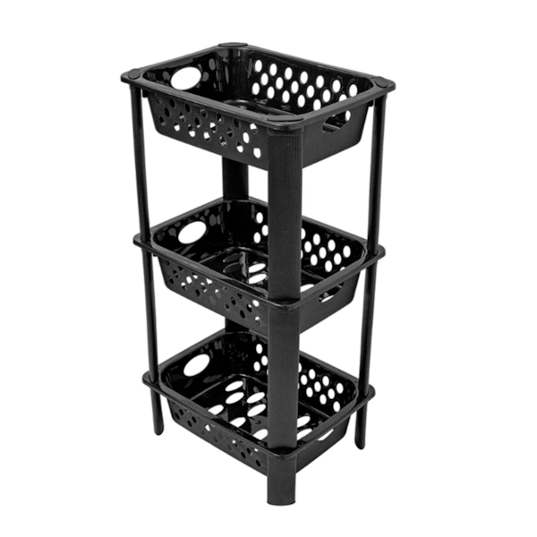 Fruteira de Chão 3 Andares Preto Plástico São Bernardo FR-08-e573589d-954c-4e44-812c-9657bdb19fee