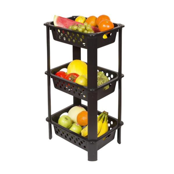 Fruteira de Chão 3 Andares Preto Plástico São Bernardo FR-08-f5045692-ba83-4244-a35c-2e2123f31eea