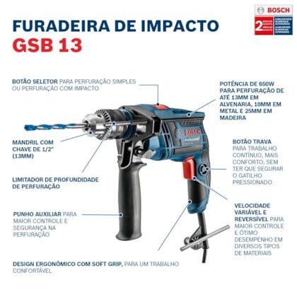 Furadeira de Impacto 1/2 650w GSB 13 RE Bosch-9ca3afeb-964d-4497-b80c-993236619b5f
