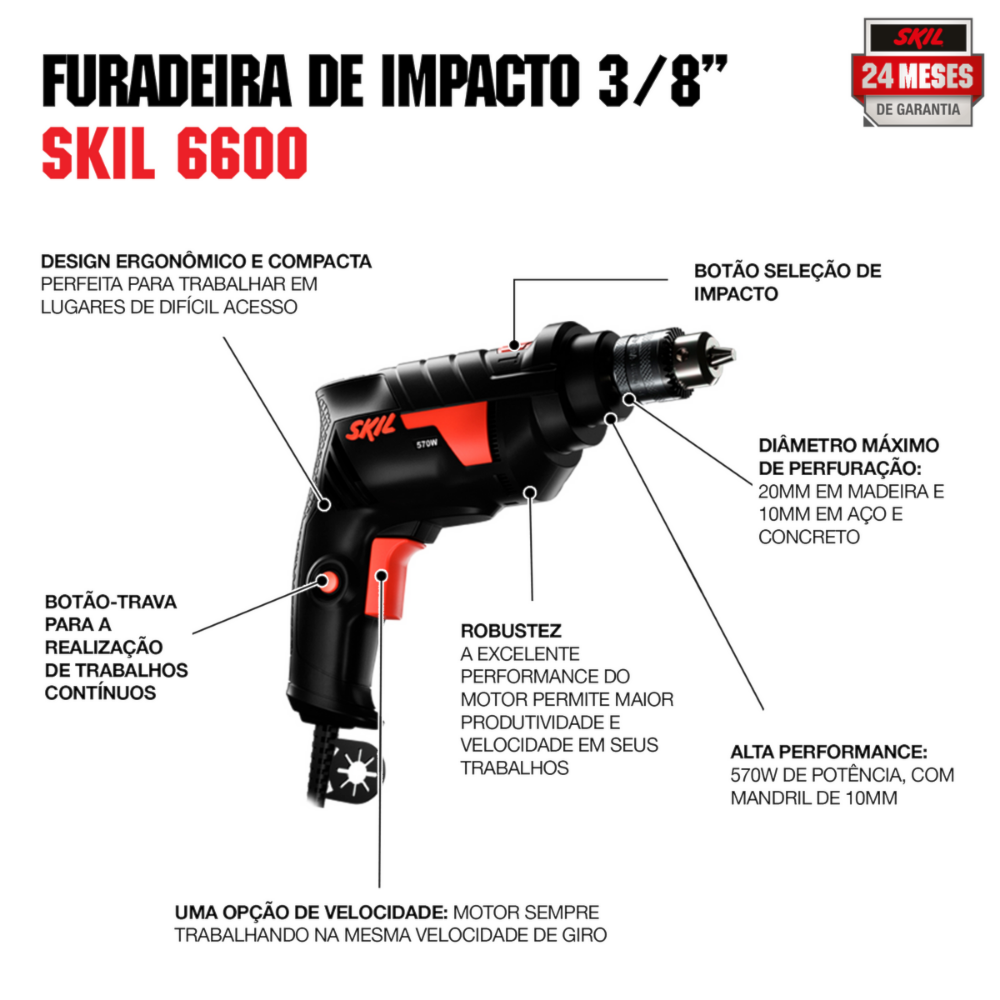 Furadeira de Impacto 3/8