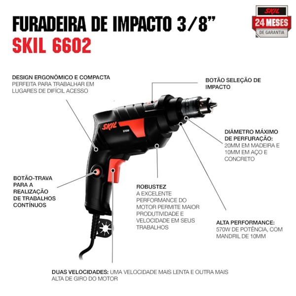Furadeira de Impacto 3/8