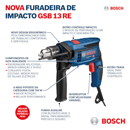Furadeira de Impacto 750W 220V 1/2
