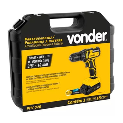 Furadeira e Parafusadeira a Bateria 20V PFV020 6001020000 Vonder-2354a02d-4d93-4a80-aa83-2503fcc427e0