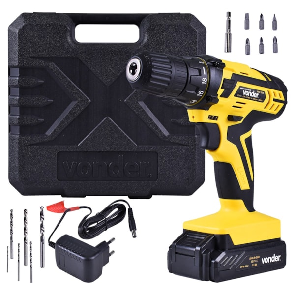 Furadeira e Parafusadeira Com Maleta e Bits Bivolt 3/8 12V PFV 012 Vonder-169479f5-8975-483c-aa97-b00a50a21536