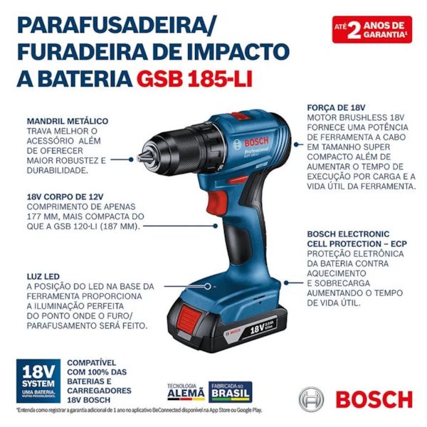 Furadeira Parafusadeira Brushless 18v + Carregador; 2 Baterias 14v  e Maleta GSB 185-LI 2B Bosch-d8e5a361-8431-4b13-8664-0250cae0c534